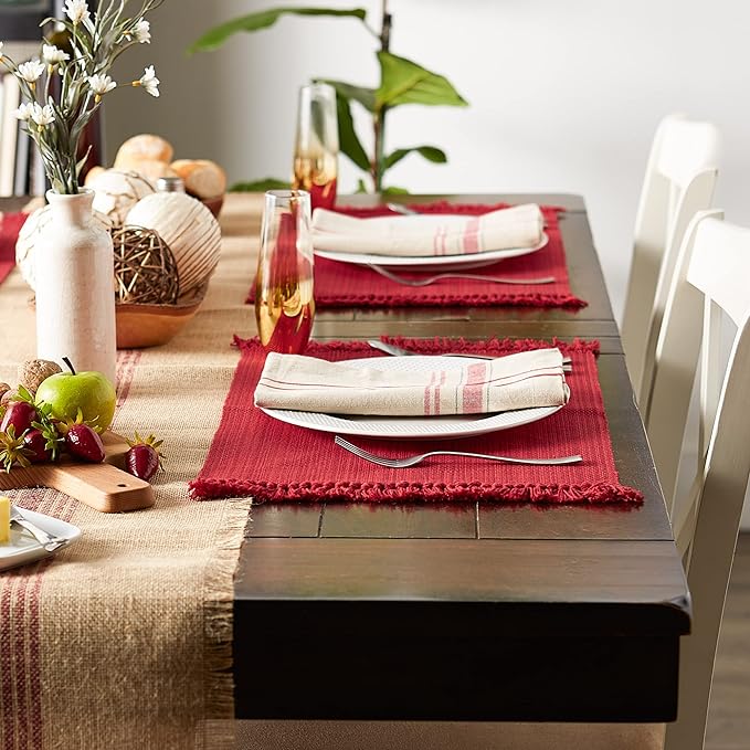 DII Variegated Tabletop Collection, Placemat Set3x19, Tango Red, 6 Piece