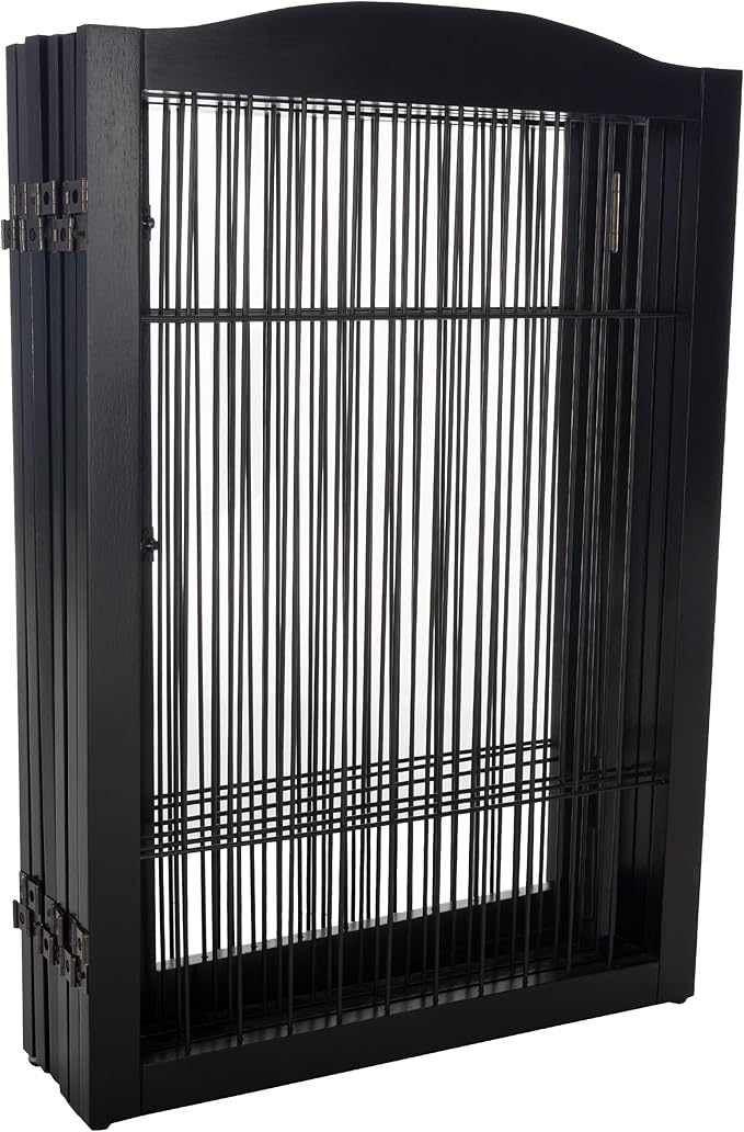 Pet Gate - 6-Panel Indoor Folding Dog Fence for Stairs or Doorways - 133x32-Inch Freestanding Play Pen with Support Feet by PETMAKER (Black)