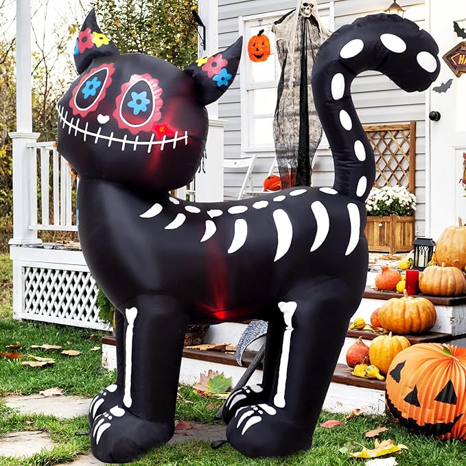 4 Feet Tall Halloween Inflatable Black Cat LED Lights Decor Outdoor Indoor Holiday Decorations,Blow up Lighted Yard Decor, Giant Lawn Inflatable Home Garden Party Decoration
