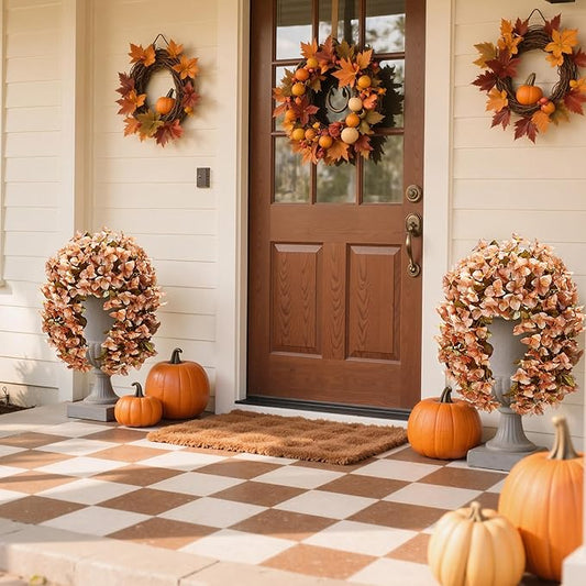 Bougainvillea Artificial Fall Hanging Flowers Plants for Outdoors Autumn Decoration, 2pcs Faux Bougainvillea Vines Brown Fake Flowers Realistic UV Resistant Silk Flowers for Outside Planter Yard Home