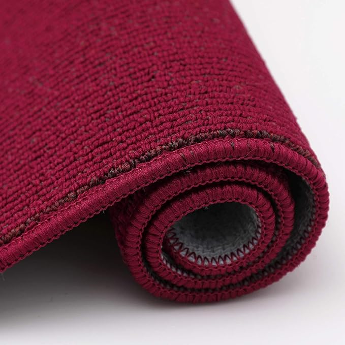 COSY HOMEER 20x30 Inch/20X48 Inch Kitchen Rug Mats Made of 100% Polypropylene Strip TPR Backing 2 Pieces Soft Kitchen Mat Specialized in Anti Slippery and Machine Washable,Red