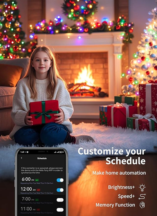 Brightown Smart C6 Christmas Lights Outdoor, 50 LED Christmas Color Changing Fairy Lights App Control, Music Sync, RGB, Shatterproof Connectable C6 String Lights for Tree House Indoor Xmas Decor