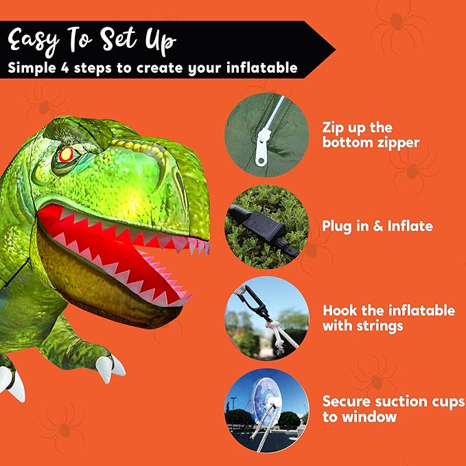 Joiedomi 4.5 FT Tall Inflatable Halloween Window Decorations, Halloween Inflatables Outdoor Decorations, Dinosaur Blow Up Decor Outside for Window Yard Decor