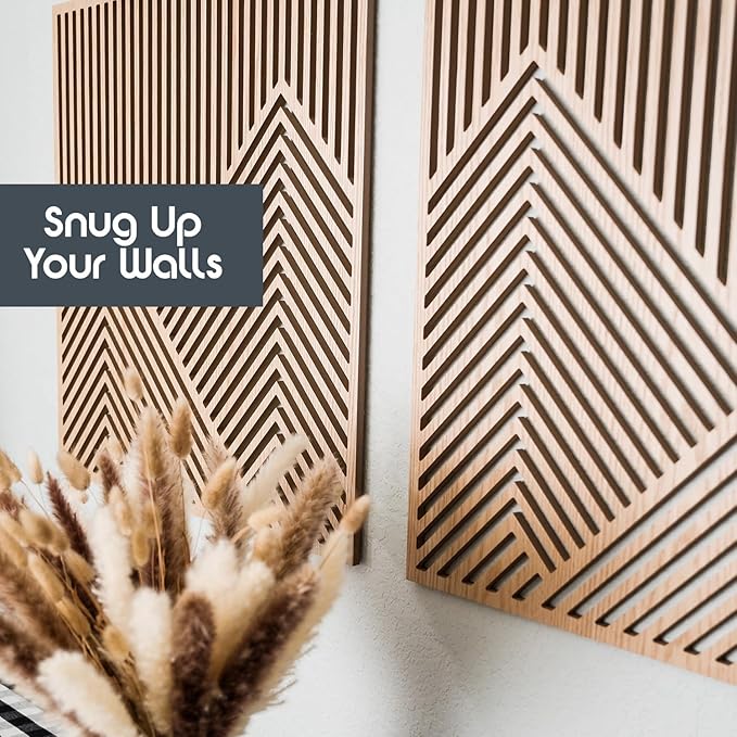 SnugLife 2 Pcs Wood Mountain Wall Art - Modern Wooden Panel Mountain Wall Decor, Decorative Forest Nature Abstract Line Minimalist Wall Art for Living Room Bedroom Farmhouse - Large 23.5”x23.5”