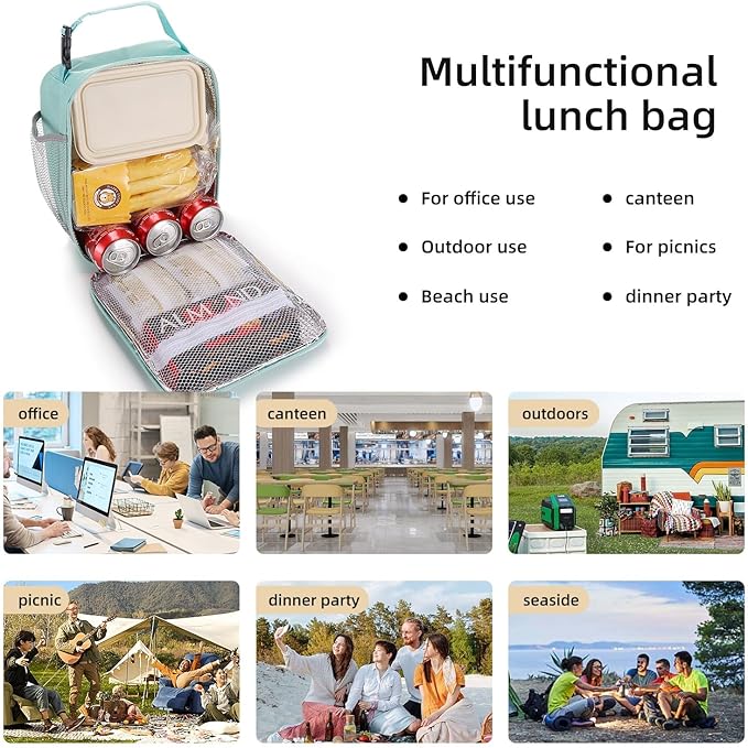 Lunch box Lunch bag for men women Insulated Lunchbox Lunch bags for Work Picnic Travel (baby blue)