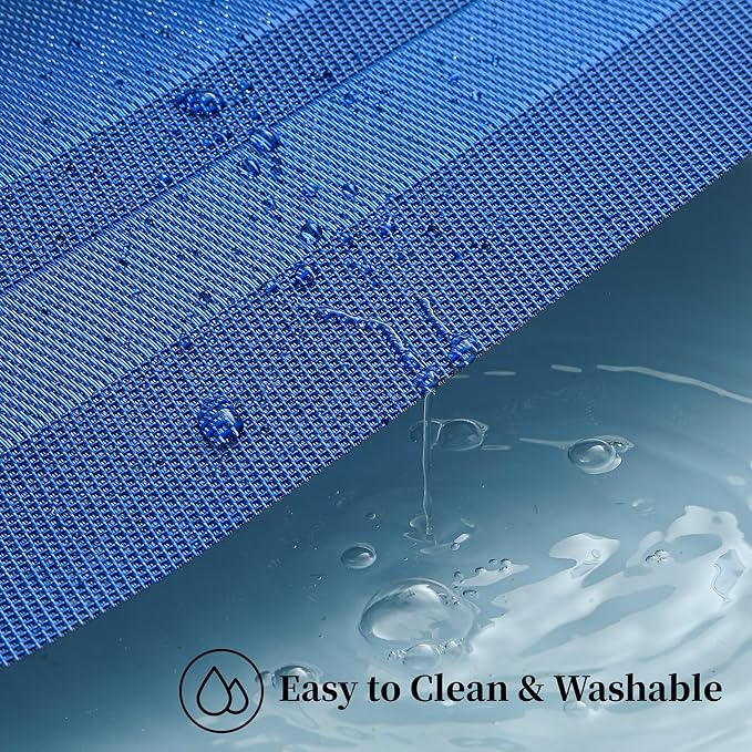 Leetaltree Blue Frame Placemats Set of 12 - Heat Resistant Non-Slip Place mats for Dining Table, Washable Durable PVC Vinyl Woven Table Mats(Blue Frame, 12)
