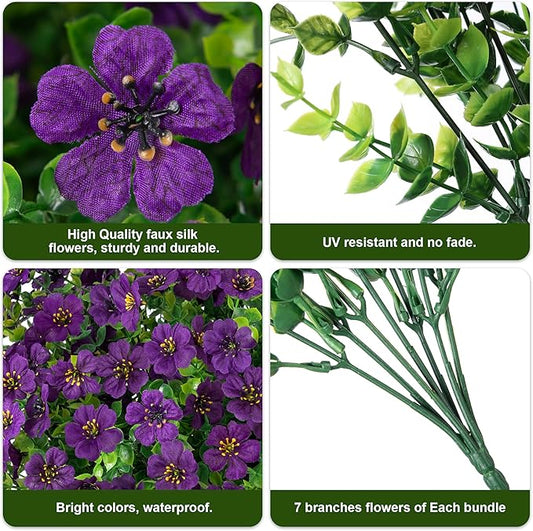 Artificial Fake Plants Flowers for Outdoor Decoration, 12 Bundles Faux Silk Daisy Look Real UV Resistant for Outside Home Porch Patio Planter Decor