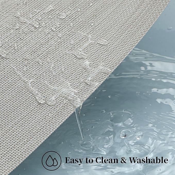 Leetaltree Beige White Placemats Set of 8 - Heat Resistant Non-Slip Place mats for Dining Table, Washable Durable PVC Vinyl Woven Table Mats(Beige White, 8)