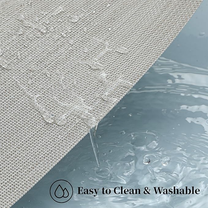 Leetaltree Beige White Placemats Set of 16 - Heat Resistant Non-Slip Place mats for Dining Table, Washable Durable PVC Vinyl Woven Table Mats(Beige White, 16)