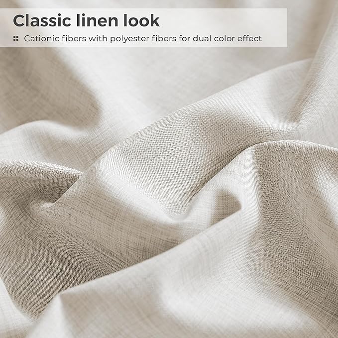 King Sheets Khaki, Ultral Soft Cationic Linen Look Sheets, Luxury Cooling Cozy Bed Sheet Set with Non-Slip Fitted Sheet