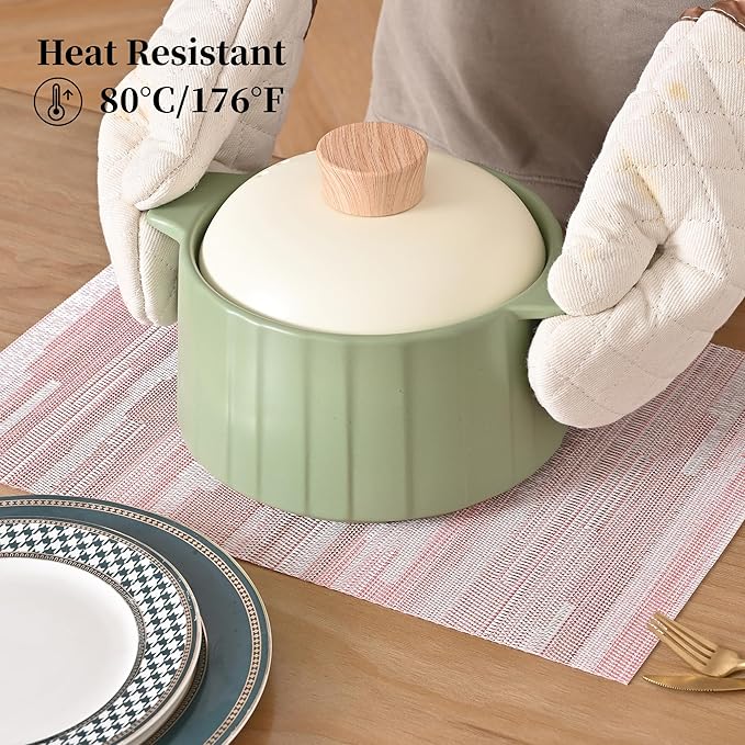 Leetaltree Misty Rose Placemats Set of 4 - Heat Resistant Non-Slip Place mats for Dining Table, Washable Durable PVC Vinyl Woven Table Mats(Misty Rose, 4)