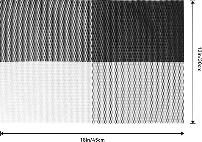 Leetaltree Gray with White Grid Pattern Placemats Set of 6 - Heat Resistant Non-Slip Place mats for Dining Table, Washable Durable PVC Vinyl Woven Table Mats(Grey Grid, 6)