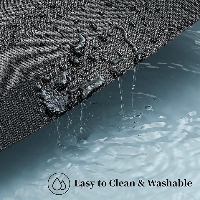 Leetaltree Black Frame Placemats Set of 12 - Heat Resistant Non-Slip Place mats for Dining Table, Washable Durable PVC Vinyl Woven Table Mats(Black Frame, 12)