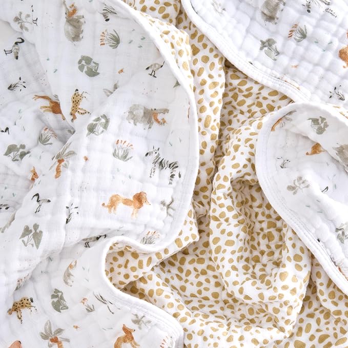 aden + anais Essentials Dream Blanket, Muslin Baby Blankets for Girls & Boys, Ideal Lightweight Newborn Nursery & Crib Blanket, Unisex Toddler & Infant Bedding, Shower & Registry Gift, Giraffe Safari
