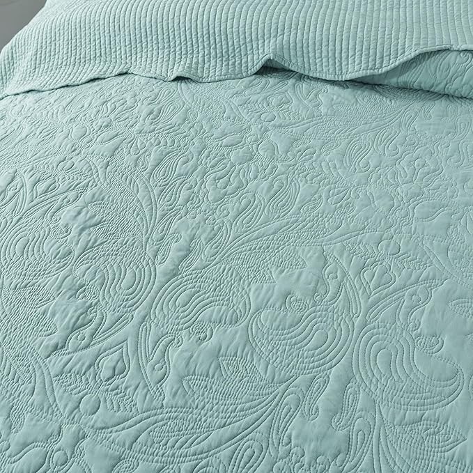 HoneiLife California King Quilts - Oversized King Bedspreads 128x120, Rustic Bedding Sets 4-Piece,Reversible Coverlets Lightweight Bed Cover for All Season Use-Sage Green