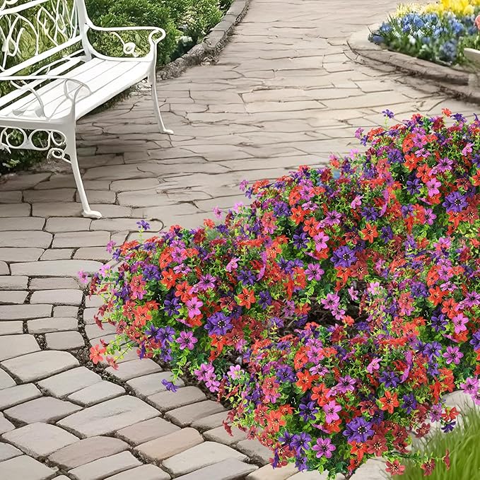 Artificial Fake Flowers for Outdoor Plants, 12 Bundle Realistic Faux Silk Daisy Flower UV Resistant for Outside Front Porch Patio Window Box Balcony Home(Mix)