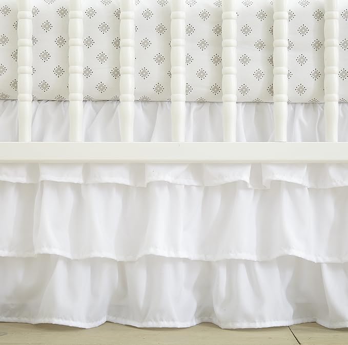 Levtex Baby - Willow Crib Bed Set - Baby Nursery Set - White - Soft Rosette Pintuck - 5 Piece Set Includes Quilt, Fitted Sheet, Diaper Stacker, Wall Decal & Crib Skirt/Dust Ruffle