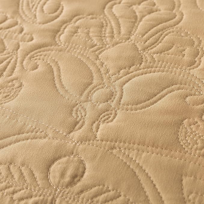 HoneiLife Queen Quilt Bedding Set - 3 Pieces Microfiber Quilt Sets Lightweight Bedspreads Reversible Coverlets Retro Bed Cover Paisley Pattern Bedding Set All Season Quilts-Yellow
