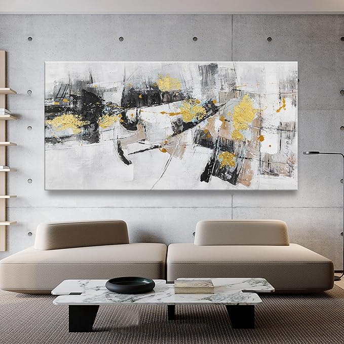 Abstract Wall Art Decor Home Decor Wall Art Prints Wall Canvas Decorations Black Gold Modern Large Artwork Pictures for Living Room Wall Bedroom Kitchen Office Decor 30"×60"