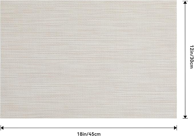 Leetaltree Beige White Placemats Set of 8 - Heat Resistant Non-Slip Place mats for Dining Table, Washable Durable PVC Vinyl Woven Table Mats(Beige White, 8)