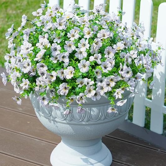 Artificial Fake Plants Flowers for Outdoor Outside Spring Summer Decoration, 12 Bundles Faux Silk White Daisy UV Resistant Realistic for Porch Patio Home Window Box Yard Garden Planter