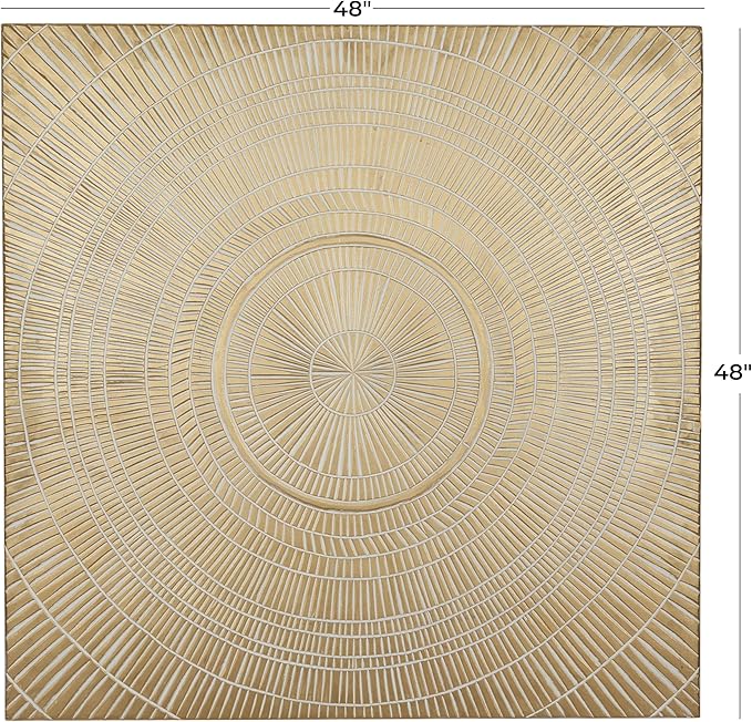 Deco 79 Wooden Geometric Handmade Home Wall Decor Intricately Carved Radial Wall Sculpture with Starburst Design, Wall Art 48" x 1" x 48", Gold