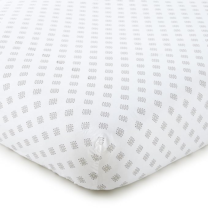 Levtex Baby - Willow Crib Bed Set - Baby Nursery Set - White - Soft Rosette Pintuck - 5 Piece Set Includes Quilt, Fitted Sheet, Diaper Stacker, Wall Decal & Crib Skirt/Dust Ruffle