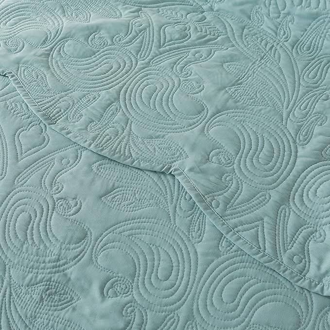 HoneiLife King Quilt Bedding Set - 3 Pieces Microfiber Quilt Sets Lightweight Bedspreads Reversible Coverlets Retro Bed Cover Quilt King Size All Season Quilts-Sage Green