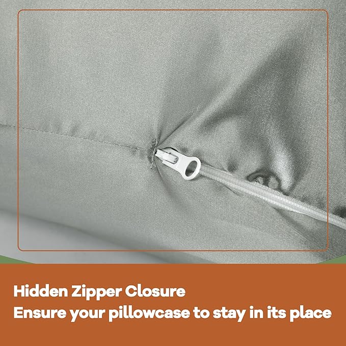 HOMBYS Silky Satin Pregnancy Pillow Cover (ONLY Pillowcase), Luxurious Smooth Maternity Pillow Cover, U Shaped Soft & Breathable Large Pillow Protector for Side Sleeper, 58.6" L x 30.9" W, Dark Grey