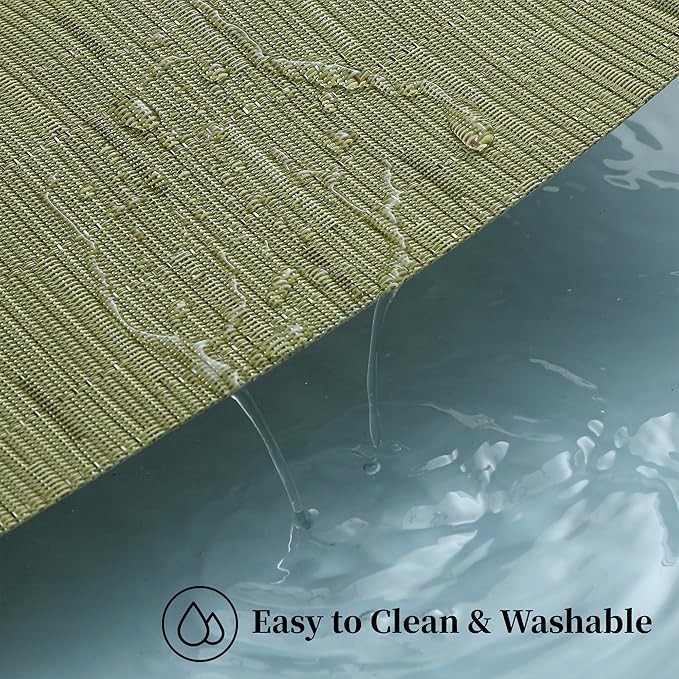 Leetaltree Pea Green Placemats Set of 4 - Heat Resistant Non-Slip Place mats for Dining Table, Washable Durable PVC Vinyl Woven Table Mats(Pea Green, 4)