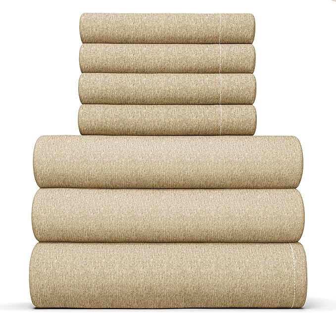CGK Linens Split King 7 Piece Sheet Set - Cooling Sheets for Hot Sleepers - Hotel Luxury Bedding Set with 8-16 Inch Deep Pockets - 1 Flat & 2 Fitted & 4 Pillowcases - Soft & Wrinkle Free - Split King