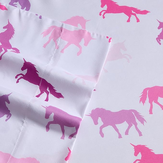 Kids Bedding Set Bed in a Bag for Boys and Girls Toddlers Printed Sheet Set and Comforter, Full, Unicorn Forever
