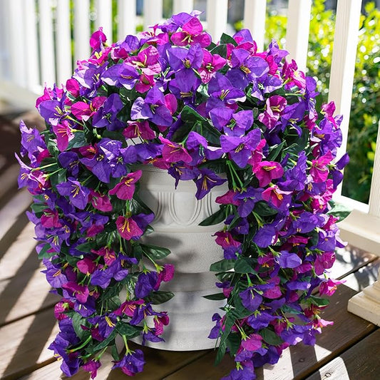 Faux Bougainvillea Artificial Flowers Plants for Outdoor Outside Spring Decoration, 2pcs Fake Silk Long Trailing Vines UV Resistant Realistic for Front Door Porch Planter Urn Patio Balcony Yard, Mix