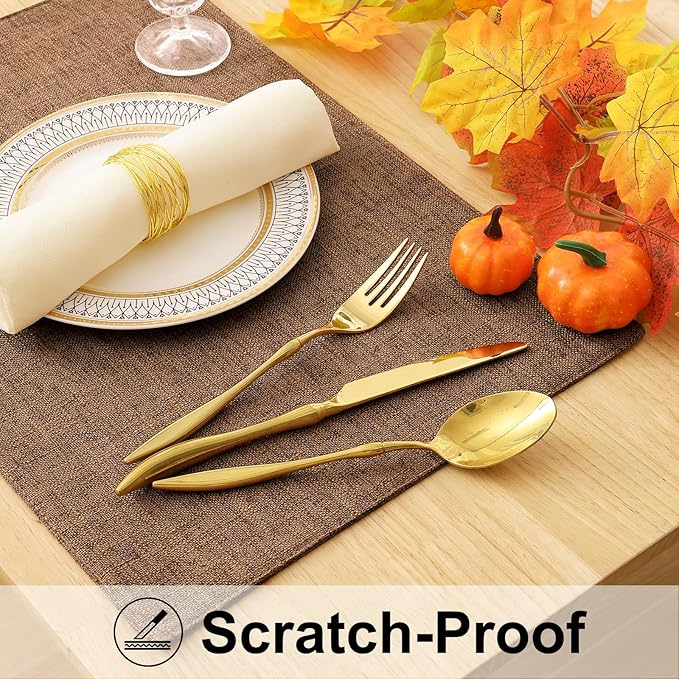 homing Brown Cloth Placemats Set of 6 – Cotton Linen Blend Washable Farmhouse Dining Table Mats for Indoors & Outdoors, Easy to Clean, 13 x 19 Inch