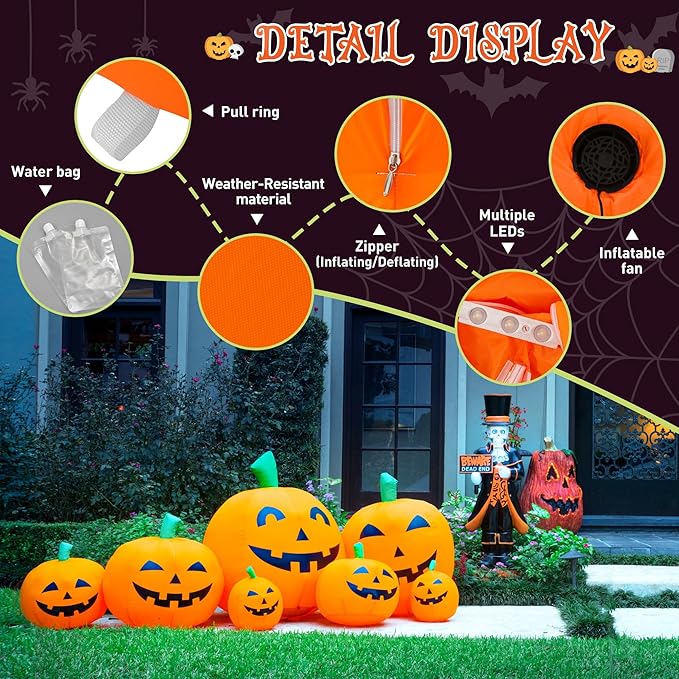 7.5FT Halloween Inflatables Outdoor Decorations Pumpkin, Halloween Decorations Blow Ups Pumpkin Decor for Yard,Party,Garden