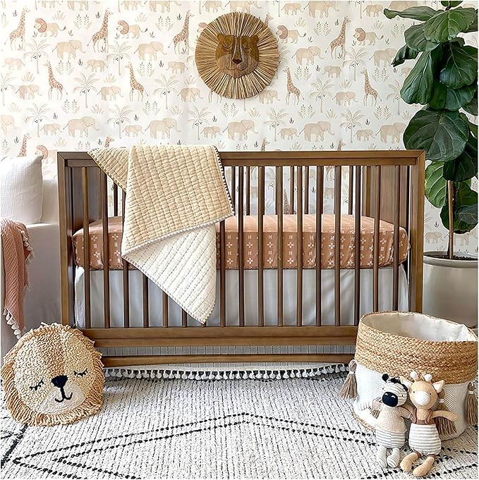 Crane Baby Safari Wallpaper for Nursery, Gender Neutral Jungle Animal Print, Wallpaper for Kids Room, Safari Animal Decor, 20.9 X 270