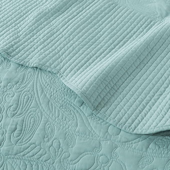 HoneiLife California King Quilts - Oversized King Bedspreads 128x120, Rustic Bedding Sets 4-Piece,Reversible Coverlets Lightweight Bed Cover for All Season Use-Sage Green