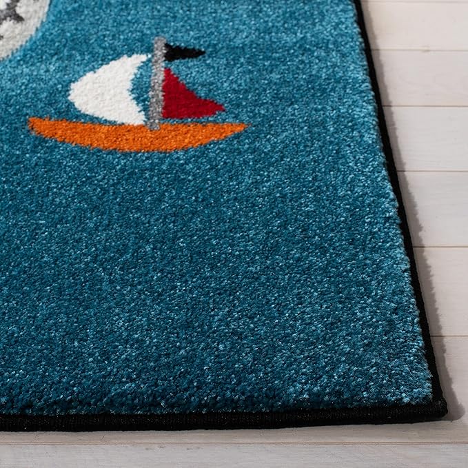 SAFAVIEH Carousel Kids Collection 4' Round Black/Ivory CRK192Z Neighborhood Road Non-Shedding Playroom Nursery Bedroom Area Rug