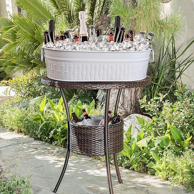Large Ice Buckets for Parties, IKAYAS Galvanized Metal Ice Bucket Ice Tub with Scoop for Cocktail Bar Mimosa Bar Supplies, Large Champagne Bucket Beer bucket Metal