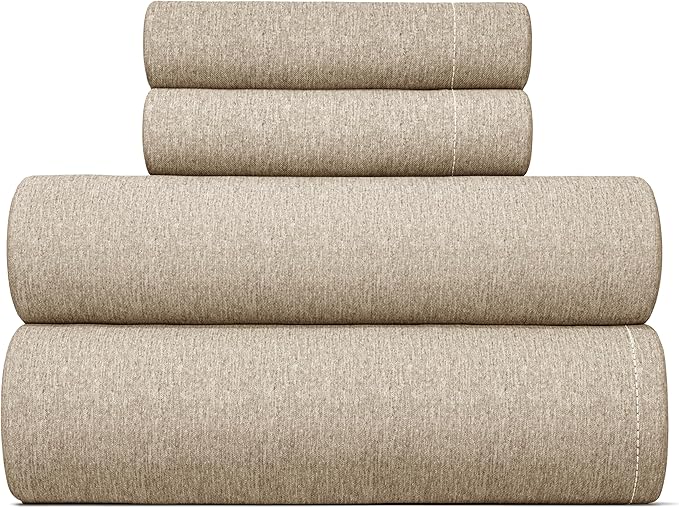 CGK Linens Twin XL 4 Piece Sheet Set - Cooling Sheets for Hot Sleepers - Hotel Luxury Bedding Set w/ 8-16 Inch Deep Pockets - 1 Flat & 1 Fitted & 2 Pillowcases - Soft & Wrinkle Free - Heathered Beige