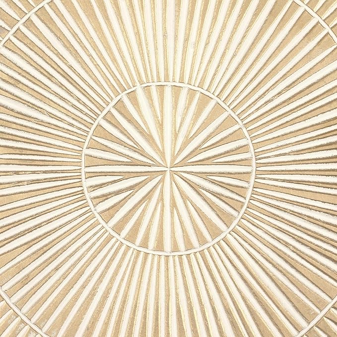Deco 79 Wooden Geometric Handmade Home Wall Decor Intricately Carved Radial Wall Sculpture with Starburst Design, Wall Art 12" x 1" x 36", Gold