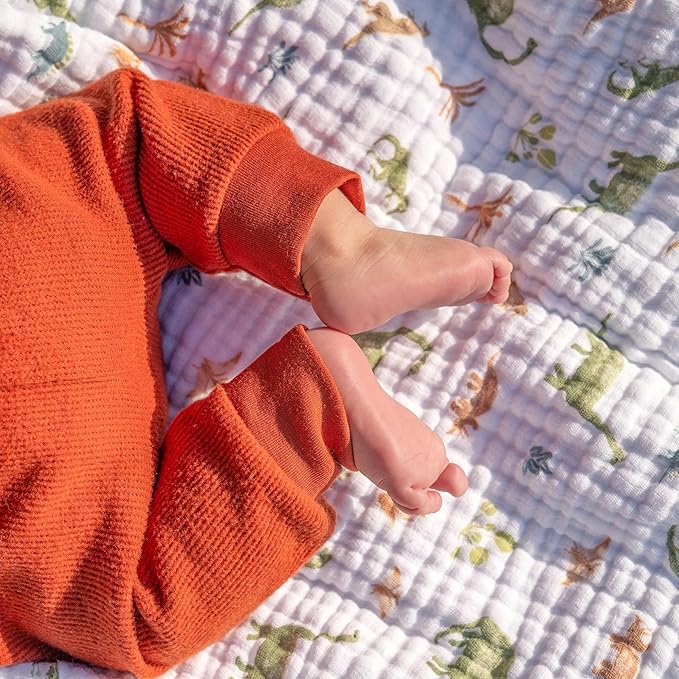 aden + anais Essentials Dream Blanket, Muslin Baby Blankets for Girls & Boys, Ideal Lightweight Newborn Nursery & Crib Blanket, Dino Jungle