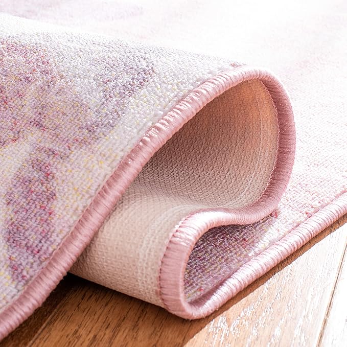 SAFAVIEH Disney Princess Collection Machine Washable Slip Resistant 6' 7" x 9' Pink/Purple Assurance Kids Bedroom Nursery Playroom Area Rug