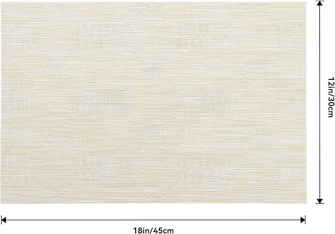 Leetaltree Wheat Placemats Set of 8 - Heat Resistant Non-Slip Place mats for Dining Table, Washable Durable PVC Vinyl Woven Table Mats(Wheat, 8)