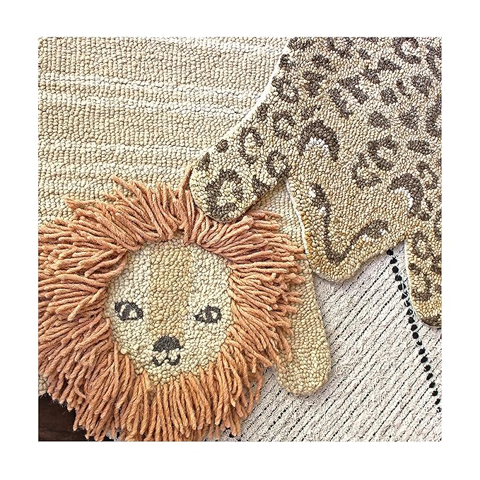 Crane Baby Safari Nursery and Toddler Room Décor, Wool Floor Rug for Boys and Girls, Leopard Shape, 23" x 36"