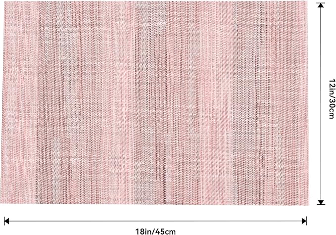Leetaltree Misty Rose Placemats Set of 4 - Heat Resistant Non-Slip Place mats for Dining Table, Washable Durable PVC Vinyl Woven Table Mats(Misty Rose, 4)