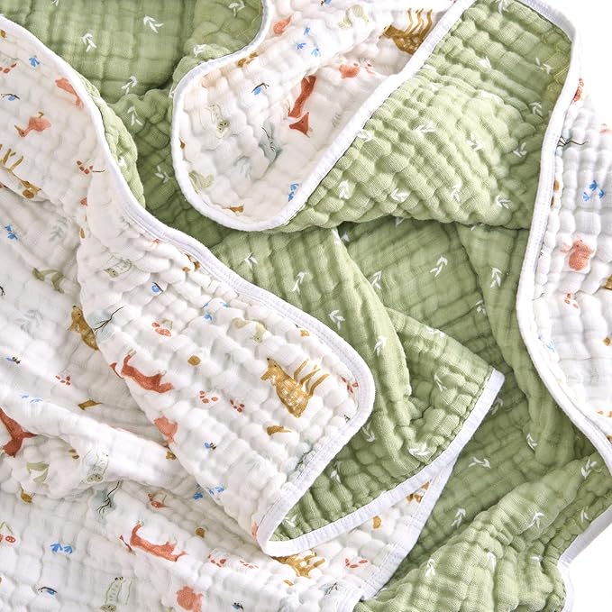 aden + anais Essentials Dream Blanket, Muslin Baby Blankets for Girls & Boys, Ideal Lightweight Newborn Nursery & Crib Blanket, Unisex Toddler & Infant Bedding, Shower & Registry Gift, Sage Woodland