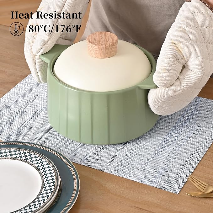 Leetaltree LightSteel Blue Placemats Set of 8 - Heat Resistant Non-Slip Place mats for Dining Table, Washable Durable PVC Vinyl Woven Table Mats(LightSteel Blue, 8)
