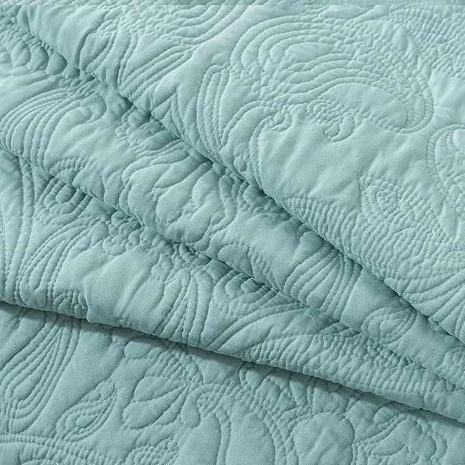 HoneiLife California King Quilts - Oversized King Bedspreads 128x120, Rustic Bedding Sets 4-Piece,Reversible Coverlets Lightweight Bed Cover for All Season Use-Sage Green