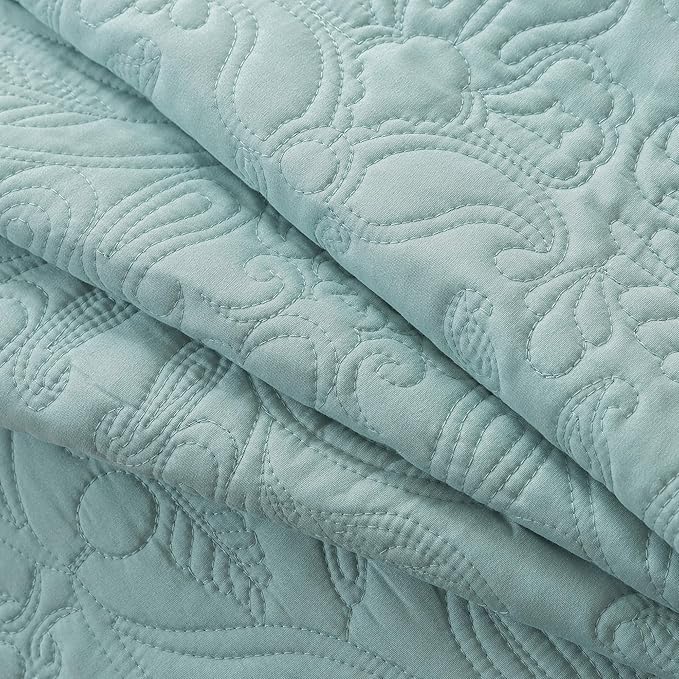 HoneiLife King Quilt Bedding Set - 3 Pieces Microfiber Quilt Sets Lightweight Bedspreads Reversible Coverlets Retro Bed Cover Quilt King Size All Season Quilts-Sage Green